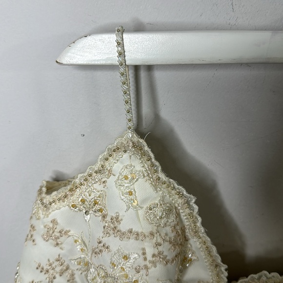 Oleg Cassini Elegant Mini Beaded Lace Embroidered Ivory /champ Wedding Dress - 4 - Picture 7 of 8
